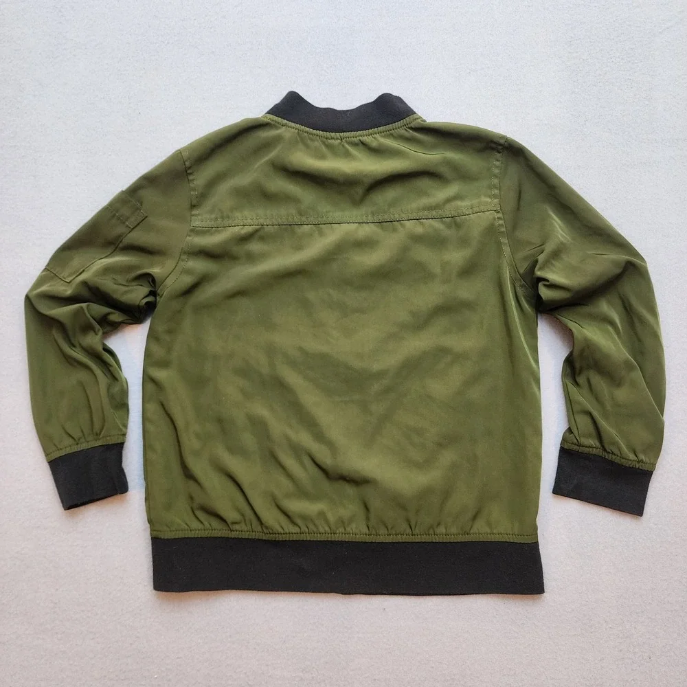 Wonder Nation Boys Bomber Jacket Green Full Zip Lightweight Size 6-7 Small